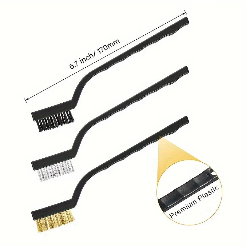 15-Piece Wire Brush Set – Stainless Steel, Brass & Nylon Wire Brush Set Qme