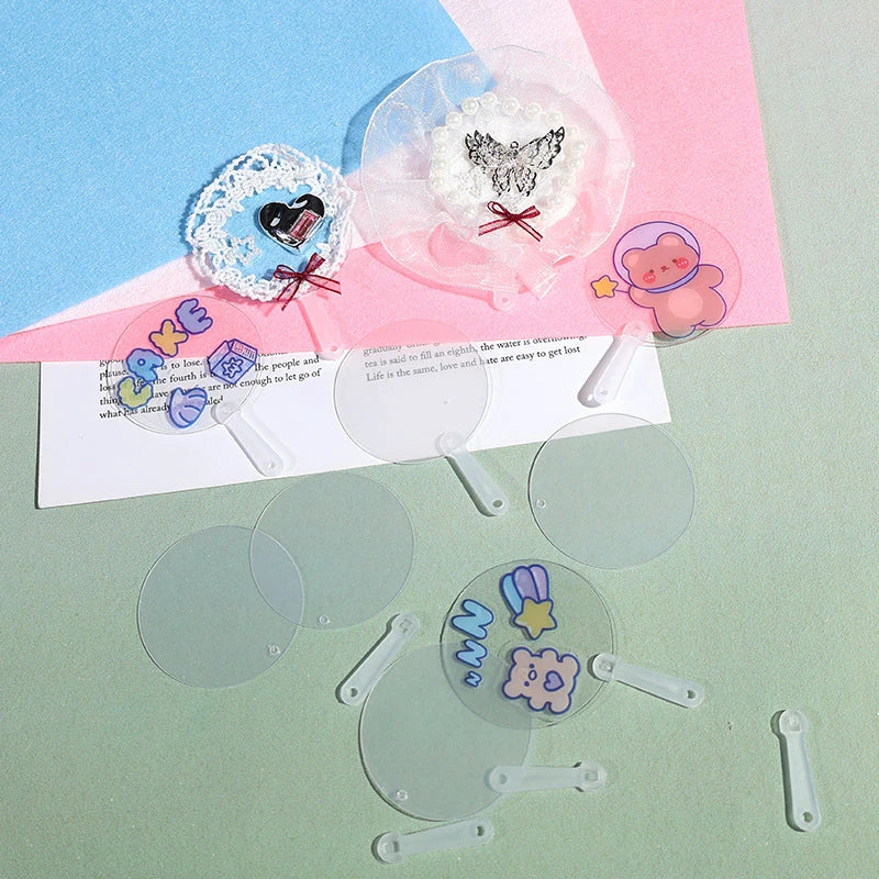 Mini Transparent Blank Fans for Kids DIY Art & Crafts – 5cm DIY Craft Blank Qme