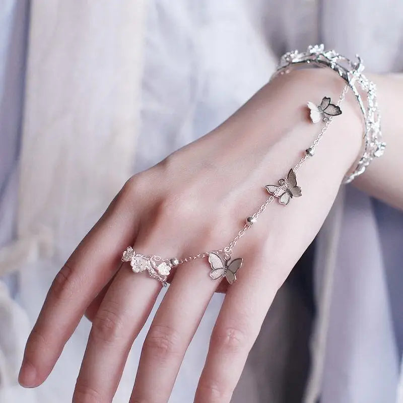 Retro Butterfly Bell Water Drop Bangle Bracelet – 4 Colors Charm Bangle Bracelet Qme