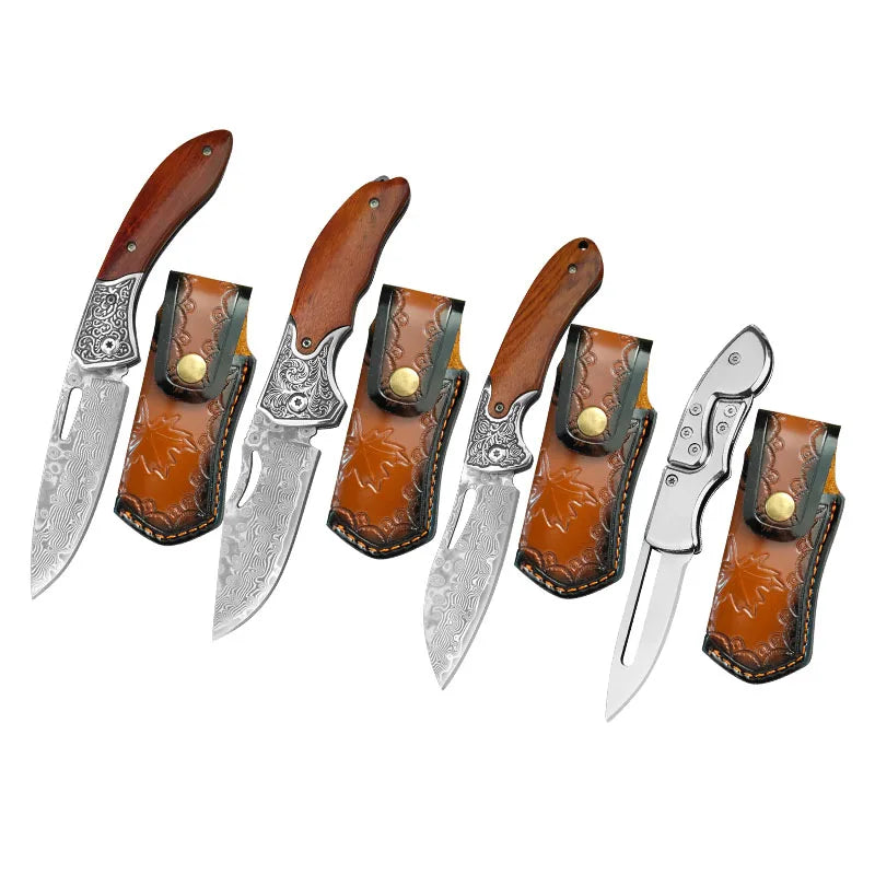 VG10 Damascus Steel Folding Knife – Wood Handle EDC Pocket Knife Damascus Folding Knife Qst Folding Knife ABCDT