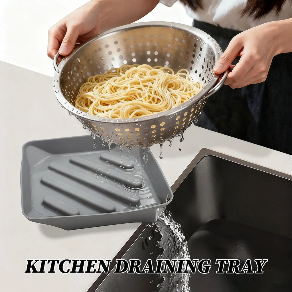 Silicone Dish Drying Mat with Drain Spout | Non-Slip Counter Silicone Drying Mat Qme