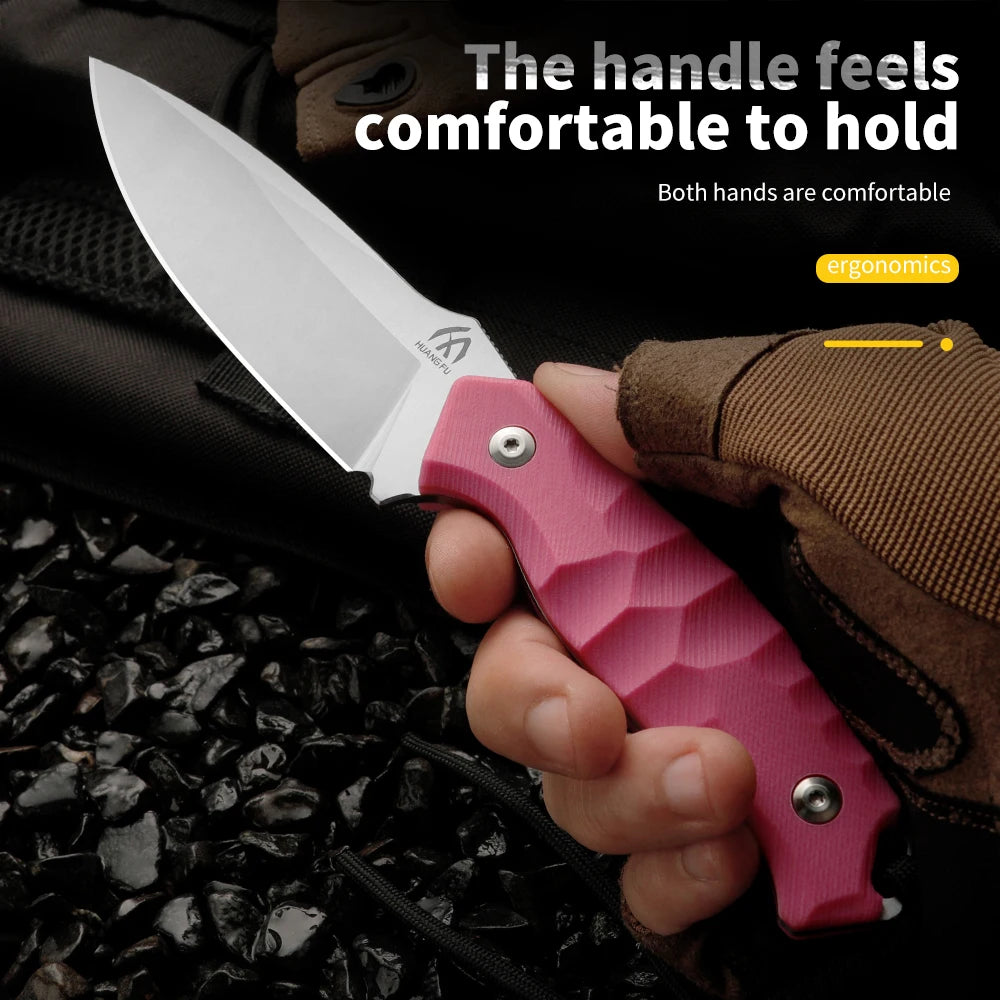 Outdoor Camping Knife with Sheath – Stainless Steel Fixed Blade Fixed Blade Knife Qst