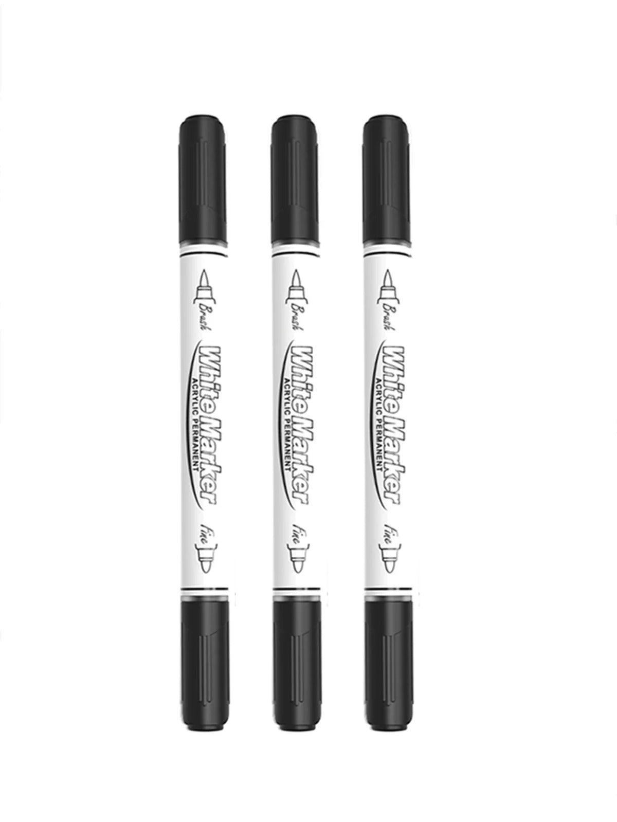 Dual Tip Permanent Acrylic Paint Pens – Black & White Set Acrylic Paint Pens Qme 3black