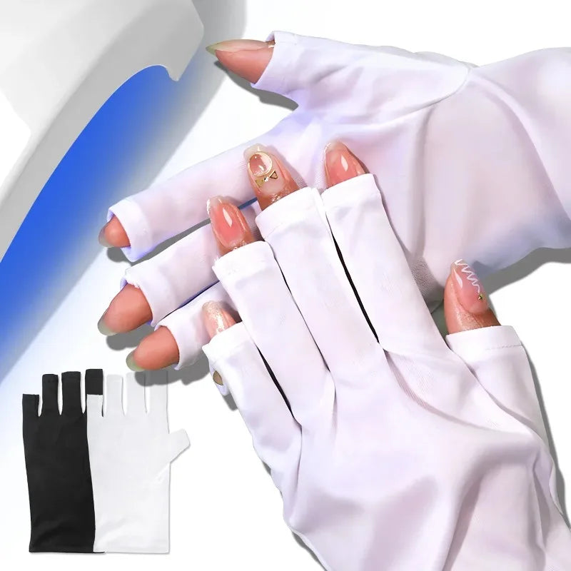UV Manicure Gloves – Fingerless Gel Nail Art Hand Protection Manicure Protection Gloves Qme