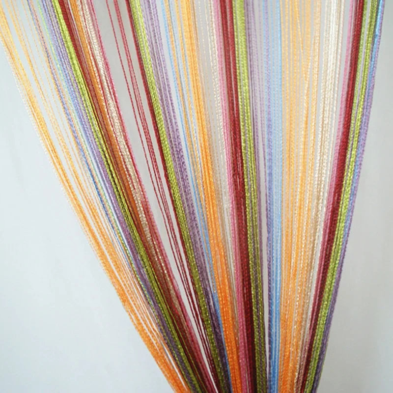 Multicolor String Curtain Wall Panel Fringe Room Divider 100x200cm String Curtain Panel Qme