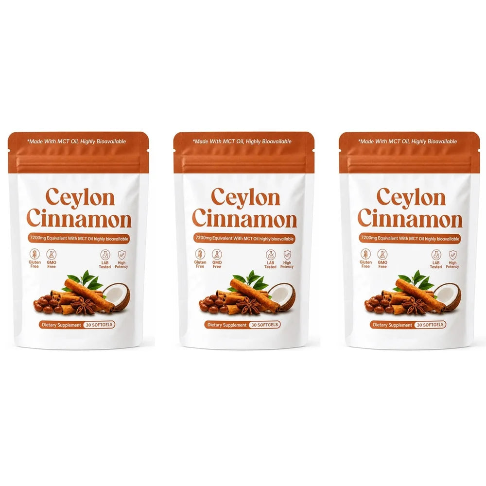 Ceylon Cinnamon Extract Softgels with MCT Oil – 30 Count Herbal Supplement Qst 3bags 90capsules