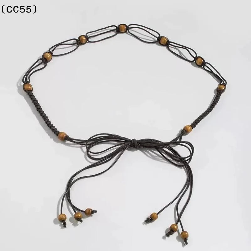Women's Thin Canvas Waist Belt – Knotted Vintage Dress Tie Women's Waist Belt Qst