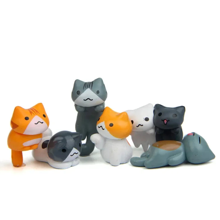 Lucky Cat Miniature Figurines – Resin Bonsai Garden Decor Miniature Figurine Qme 6pcs
