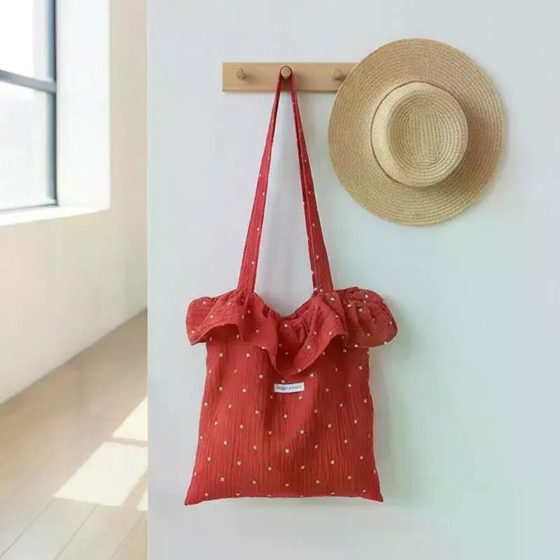 Women's Polka Dot Chiffon Mesh Tote Bag – Large Capacity Chiffon Tote Handbag Qme