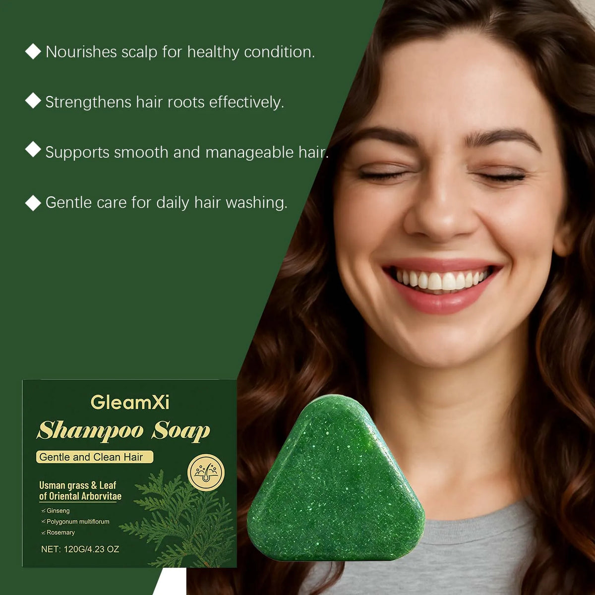 Gleamxi Natural Shampoo Bar – Oil Control & Scalp Cleanse Solid Shampoo Bar Qst