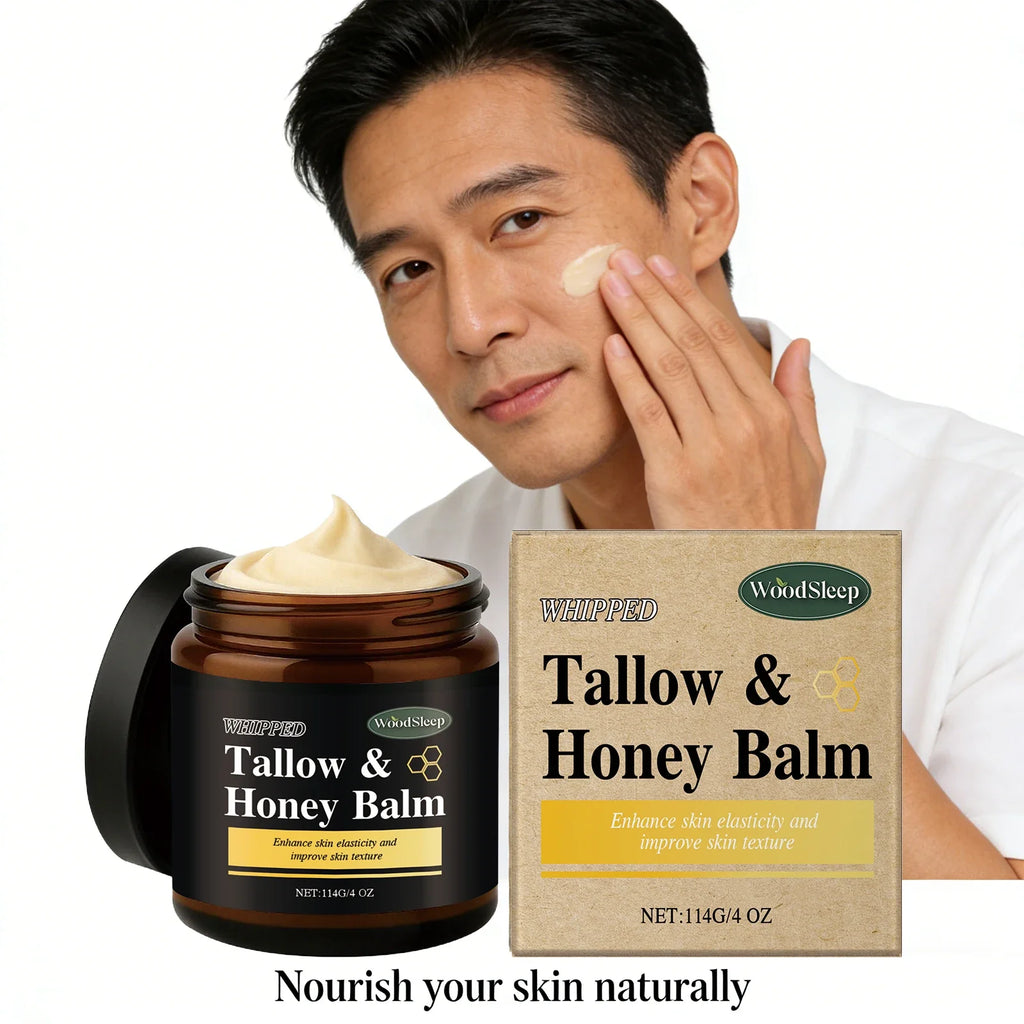 Beef Tallow & Honey Balm for Men – 114g Moisturizing Cream Men's Face Balm Qme