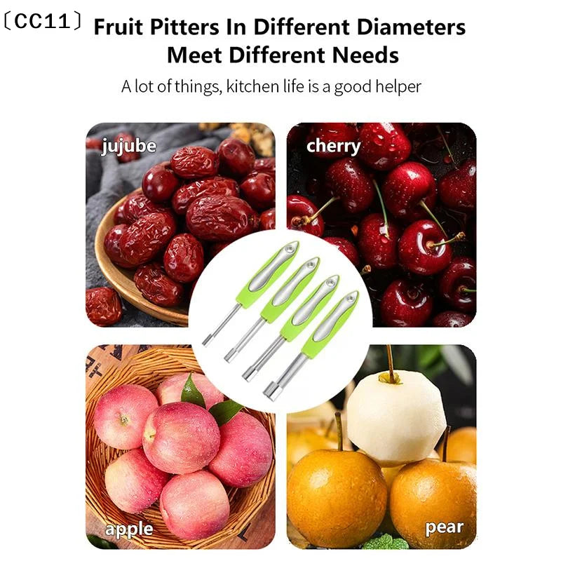 4-Piece Stainless Steel Fruit Pitting & Coring Tool Set Fruit Coring Tool Qme