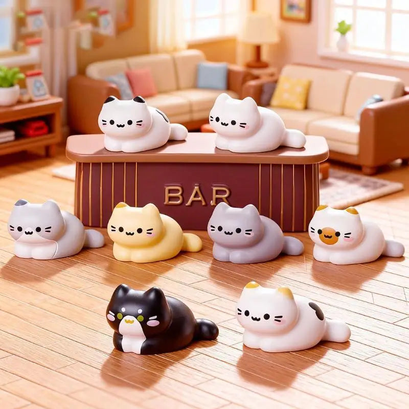 Cute Cat Figurine Miniature Resin Kitten Ornament Set of 8 Miniature Figurine Set Qme