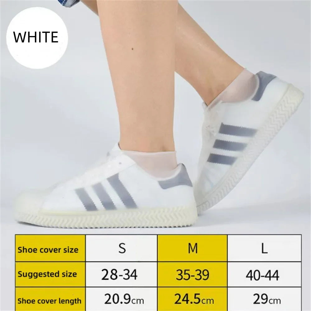 Waterproof Rain Shoe Covers – Reusable, Non-Slip & Foldable Rain Shoe Covers Qme WHITE S