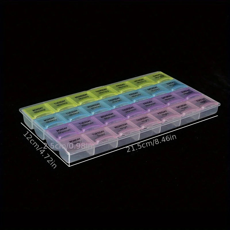 Portable 28-Grid Large Capacity Medicine Organizer Box Pill Organizer Box Qme