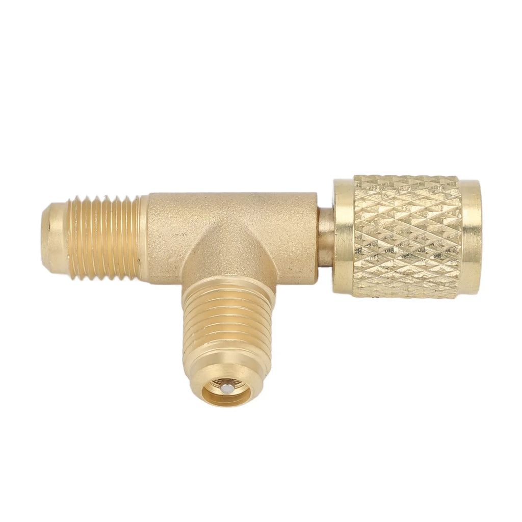 Brass Quick Coupler Tee Adapter Valve Core 1/4" SAE R22 R12 HVAC Tee Adapter Qme