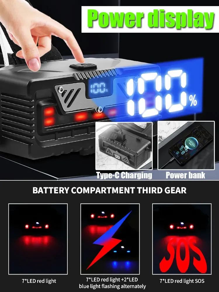 XHP360 LED Headlamp IP68 Waterproof Motion Sensor 180000lm LED Headlamp Qst