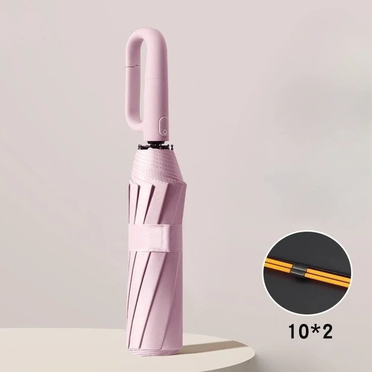 UPF50+ Auto Folding UV Umbrella – Compact Outdoor Travel Folding UV Umbrella Qst Aluminum 10K Pink
