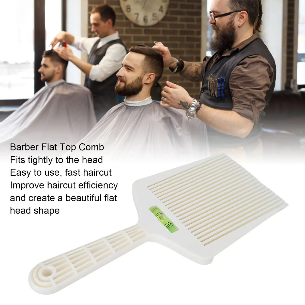 Professional Barber Flat Top Comb with Water Level Guide – White Barber Flat Comb Qme