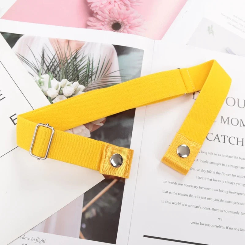 Women's Elastic Buckle-Free Canvas Waist Belt | 29 Colors Elastic Waist Belt Qme BEE-1 length 60-100cm China Mainland
