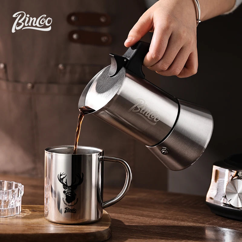 Bincoo Stainless Steel Moka Pot & Electric Ceramic Stove 600W Moka Pot & Stove Set Qst