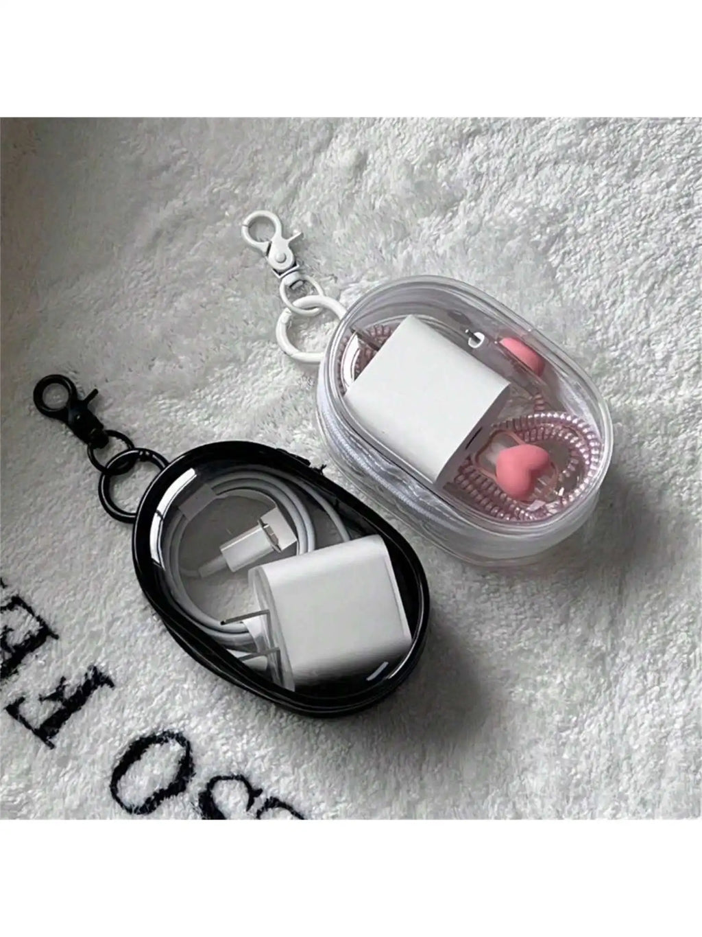 Transparent PVC Cable Storage Bag for Travel & Outdoor Use Cable Organizer Bag Qme