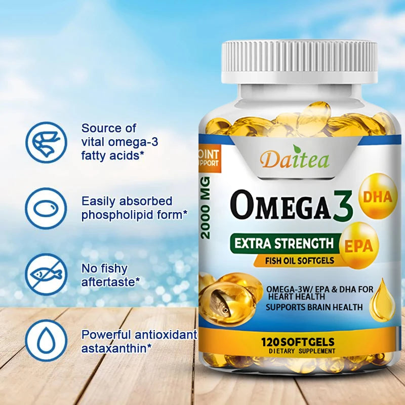 Omega 3 Fish Oil 2000mg – EPA DHA Supplement, 120 Capsules Omega-3 Supplement Qst