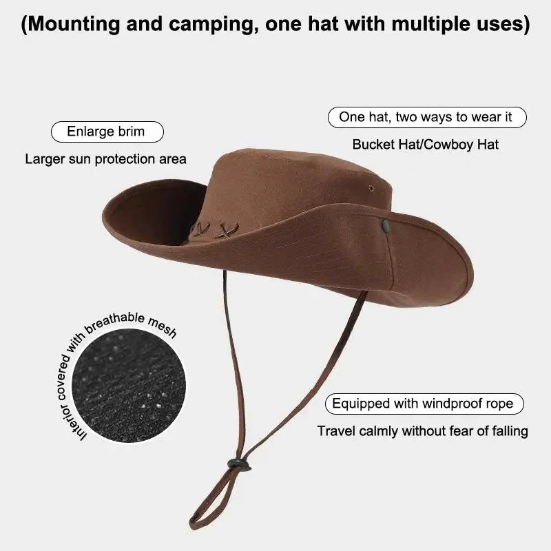Breathable Cotton Western Cowboy Hat – Wide Brim, Adjustable Western Cowboy Hat Qme