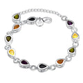 925 Sterling Silver Zircon Crystal Charm Bracelet | Qme Charm Bracelet Qme 20cm 8inches