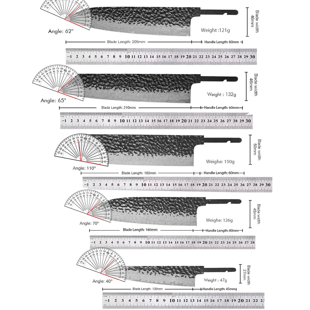 TURWHO Damascus VG10 Blank Blade DIY Chef Knife Set Knife Blank Set Qst