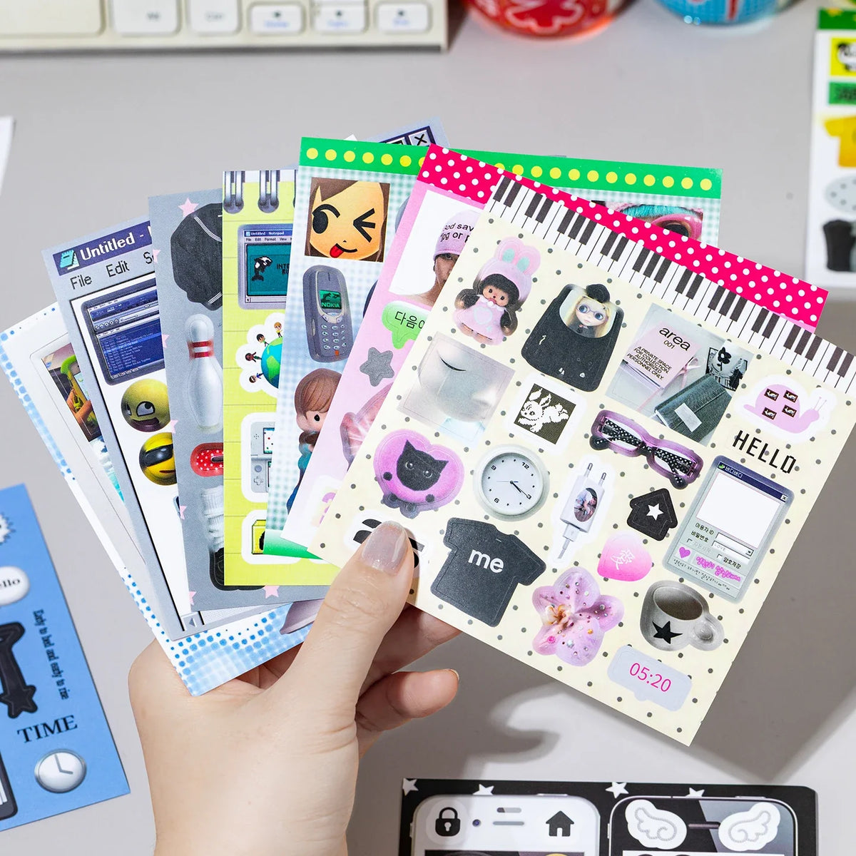Market Theme Die-Cut Sticker Book for DIY Scrapbooking Die-Cut Sticker Book Qme