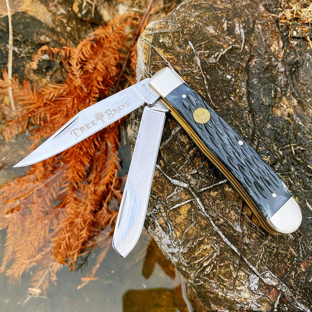 Z.QIAN Bone Handle Slip Joint Multi-Blade Folding Pocket Knife Folding Pocket Knife Qst black jig