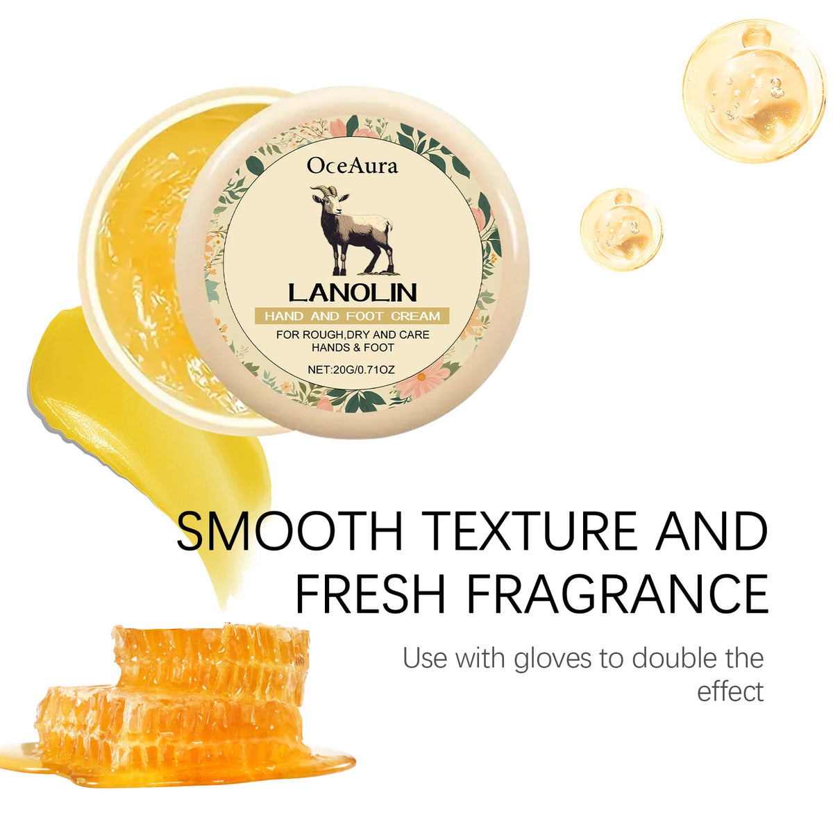 OceAura Lanolin Hand & Foot Moisturizing Cream – Non-Greasy Hand & Foot Cream Qst