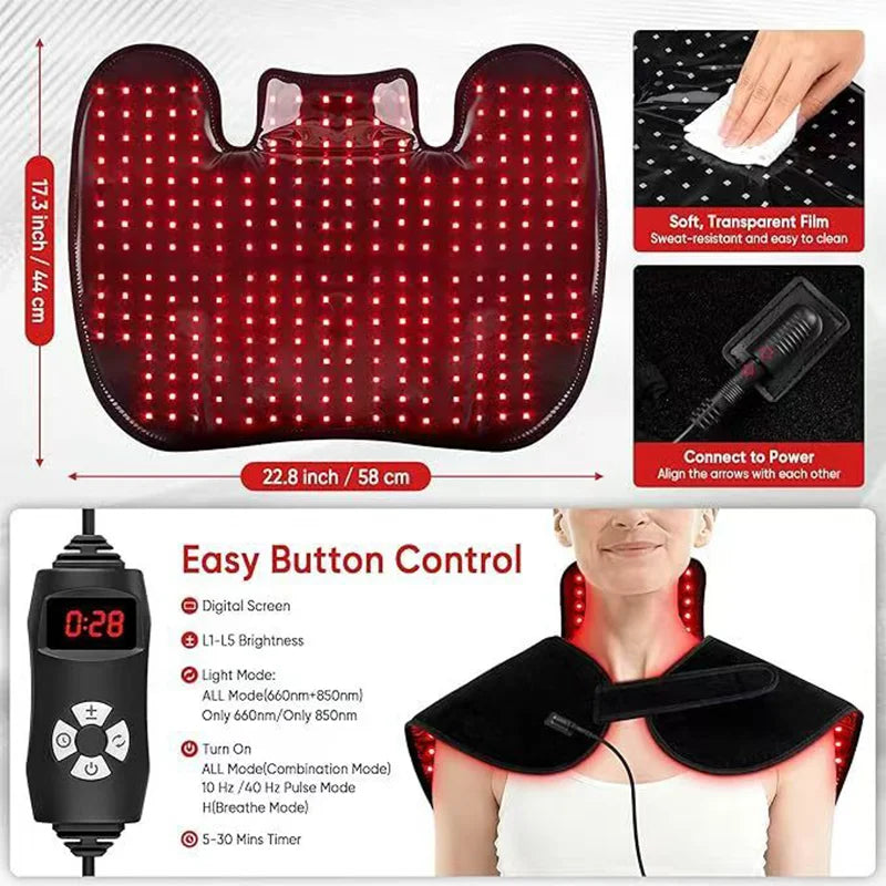 288 LED Red Light Therapy Belt – 660nm & 850nm Infrared Pad Light Therapy Belt Qst