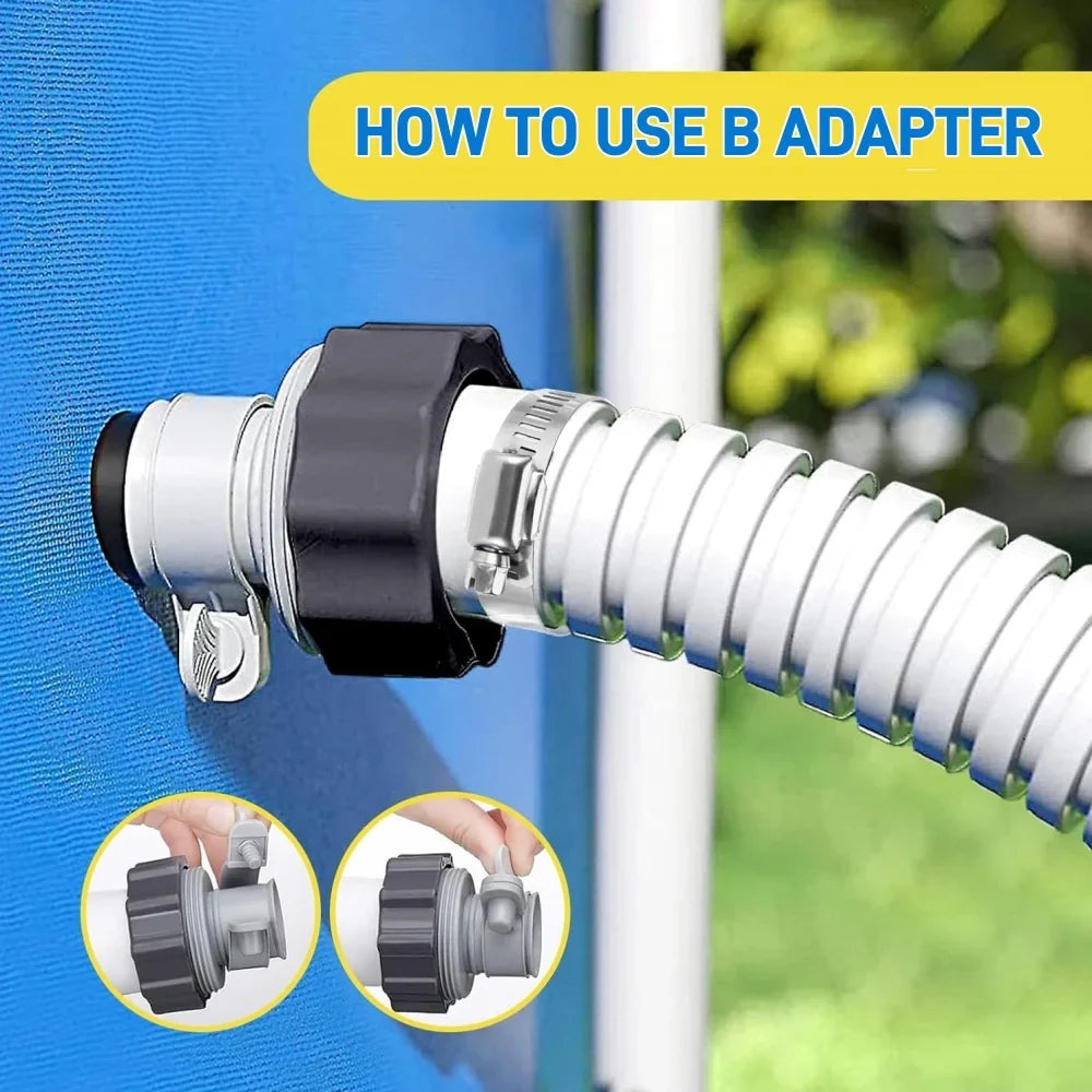 Pool Hose Adapter for Intex Pump – Type A & B 1.25" to 1.5" Pool Hose Adapter Qme