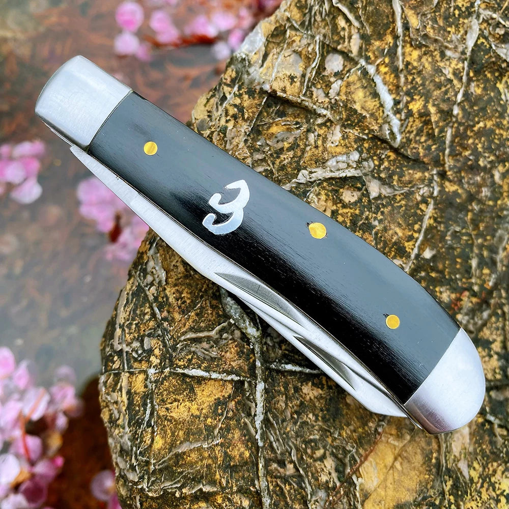 Watchman BK007 Trapper Slip Joint Folding Knife – Bone Handle Folding Pocket Knife Qst black