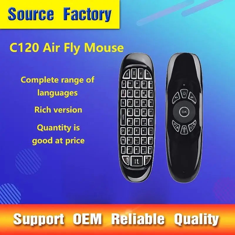 C120 RGB Wireless Air Mouse Keyboard | Gyro Sensor for TV Wireless Air Mouse Keyboard Qme