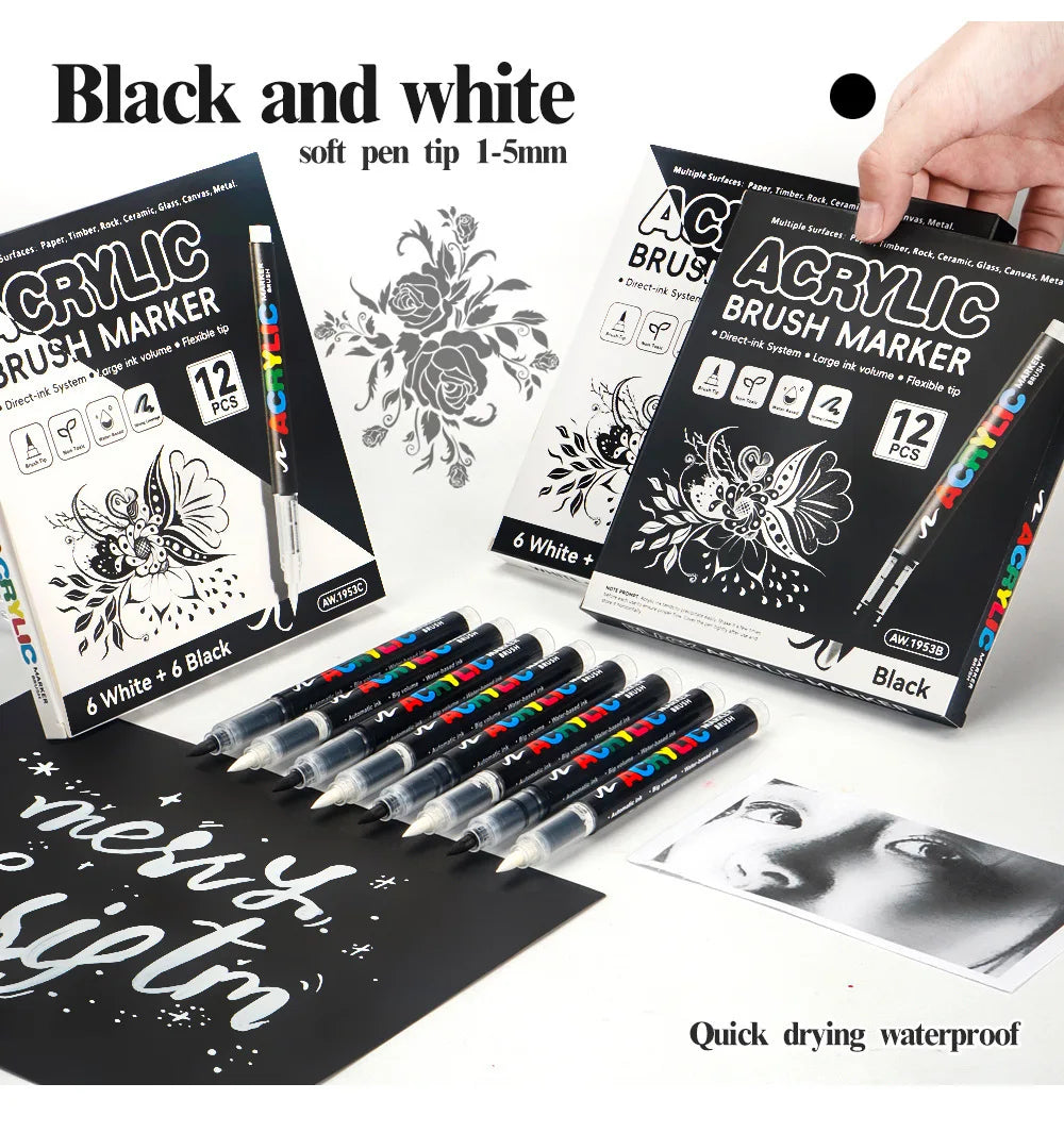 Premium Acrylic Highlight Marker Pens – Waterproof, Quick Dry Acrylic Marker Pens Qme