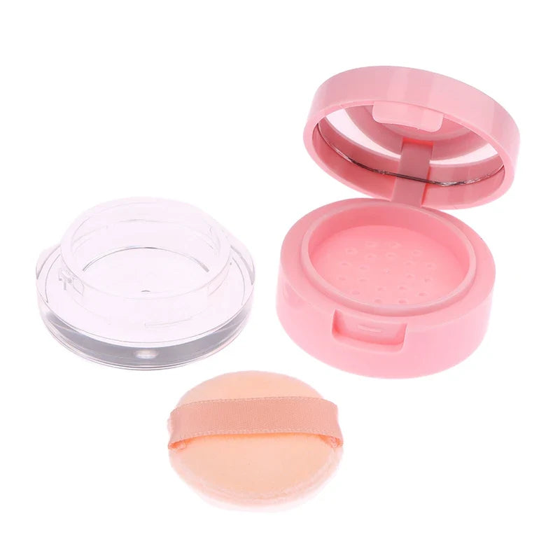 Portable Powder Sifter Box with Mirror – Travel Cosmetic Case Cosmetic Sifter Box Qme