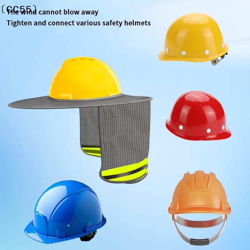 Sun Shade Safety Helmet Neck Shield Cap – Reflective Stripe Sun Protection Hat Qst