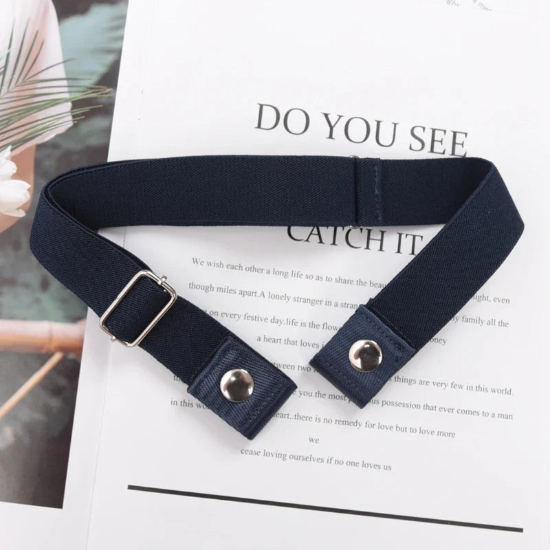 Women's Elastic Buckle-Free Canvas Waist Belt | 29 Colors Elastic Waist Belt Qme BEE-14 length 60-100cm China Mainland