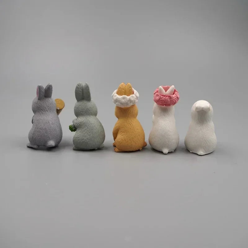 Cute Mini Rabbit Figurines – Miniature Bunny Desk Ornament Miniature Figurine Qme