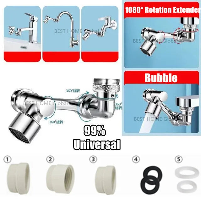 Universal 1080° Rotary Faucet Aerator Extender Splash Nozzle Faucet Aerator Extender Qme 1080 Single Mode