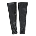 Women Long Fingerless PU Leather Gloves – Arm Warmer Mittens Fingerless Arm Gloves Qme black length 65cm