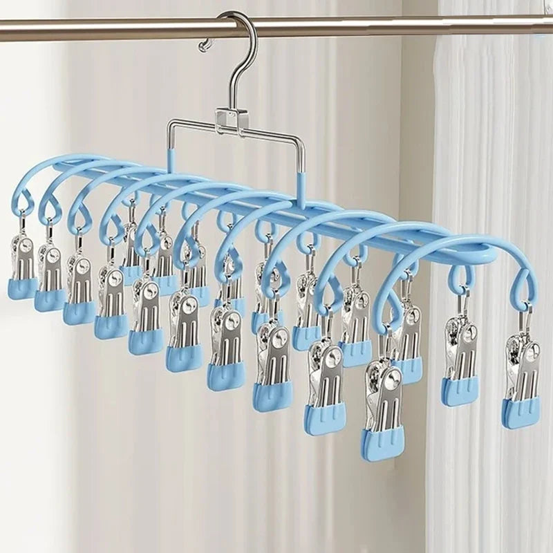 20-Clip Stainless Steel Sock & Underwear Drying Rack Laundry Drying Rack Qme