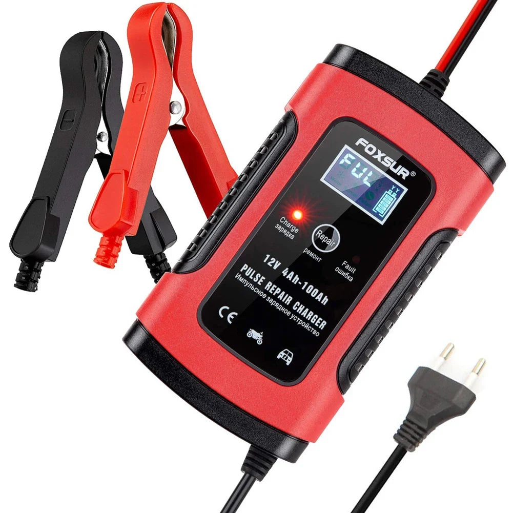APWIKOGER 12V Portable Auto Battery Charger with LCD Display Auto Battery Charger Qme EU