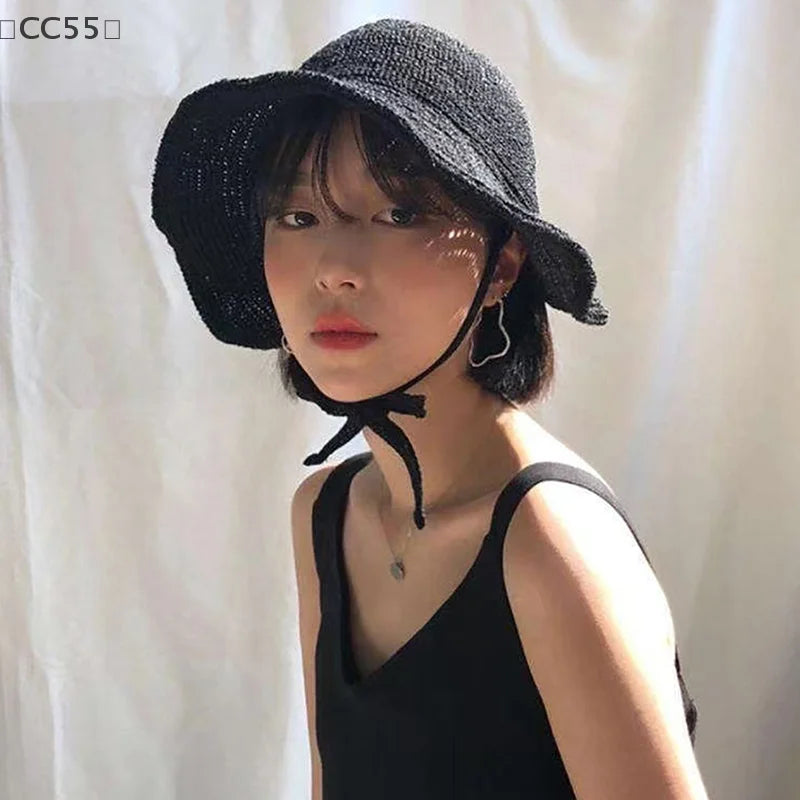 Women's Wide Brim Straw Linen Sun Hat – Bow Beach Cloche Wide Brim Sun Hat Qst