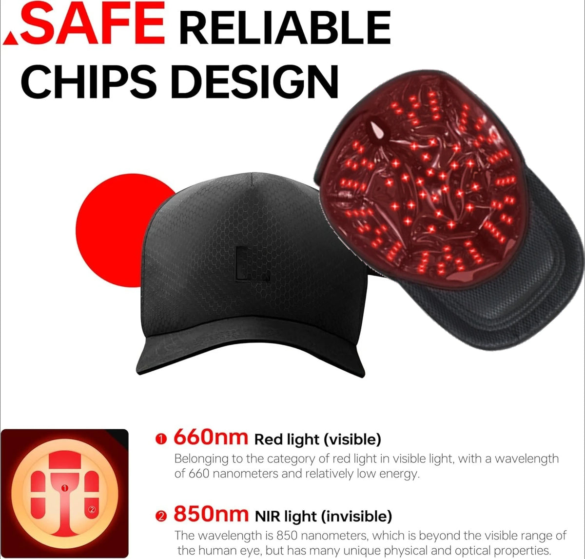 ZONGKUNG Cordless Red Light Therapy Hat 660nm 850nm LED Cap Red Light Therapy Cap Qst