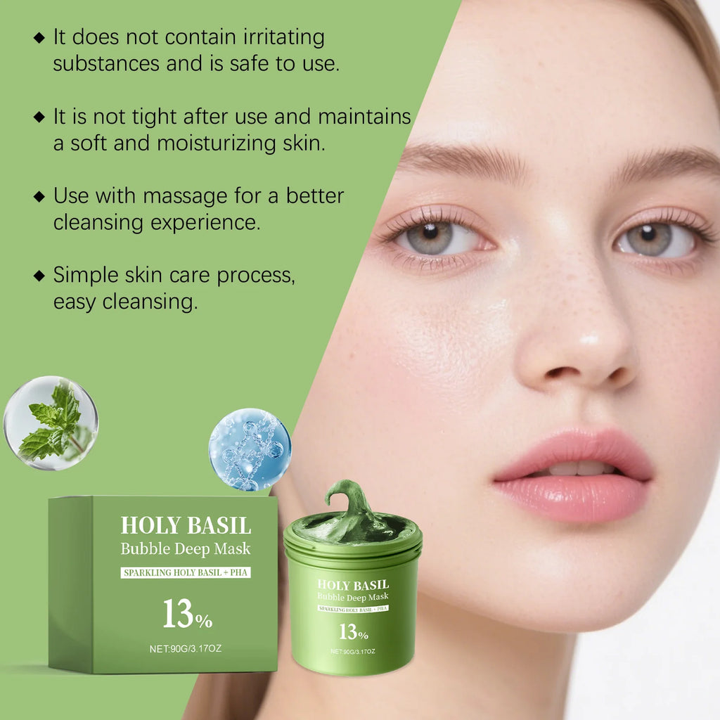 Holy Basil Bubble Deep Cleansing Face Mask | Pore & Oil Control Bubble Cleansing Mask Qst