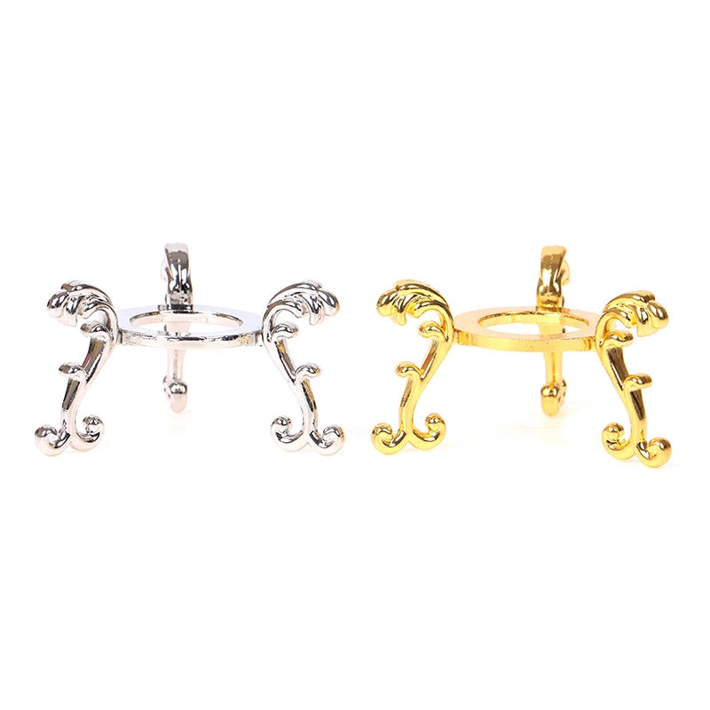 Gold-Plated Metal Crystal Ball & Gemstone Egg Display Stand Decorative Display Stand Qst